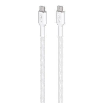 PURO Fabric - Kabel w oplocie heavy duty USB-C do USB-C 1,2m (biały)