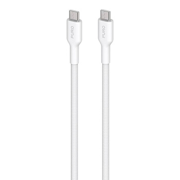 PURO Fabric - Kabel w oplocie heavy duty USB-C do USB-C 1,2m (biały)
