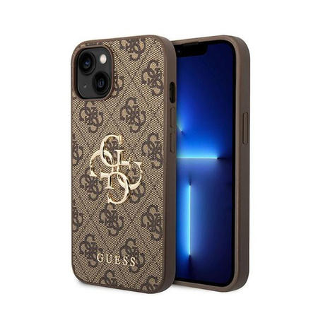 Guess 4G Big Metal Logo - Etui iPhone 15 Plus (brązowy)