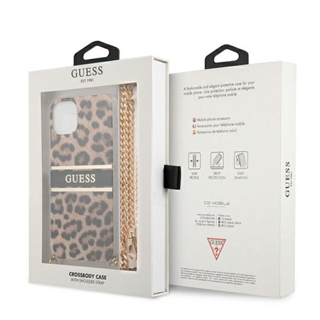 Guess Leopard Gold Stripe Crossbody - Etui iPhone 13
