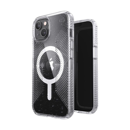 Speck Presidio Perfect-Clear with Glitter + Grips + MagSafe - Etui iPhone 13 z powłoką MICROBAN (Clear/Platinum Glitter)