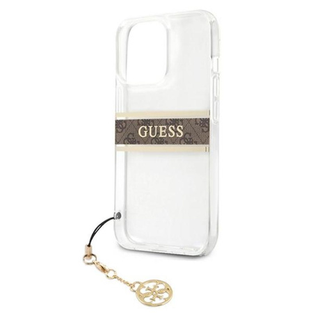 Guess 4G Stripe Brown Charm - Etui iPhone 13 Pro Max (przezroczysty)