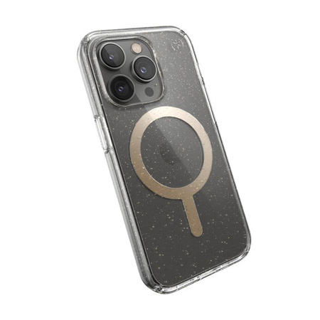 Speck Presidio Perfect-Clear with Glitter + MagSafe - Etui iPhone 14 Pro z powłoką MICROBAN (Clear / Gold Glitter)