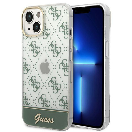 Guess 4G Stripe Script Logo Electroplated Pattern – Etui iPhone 14 Plus (khaki)