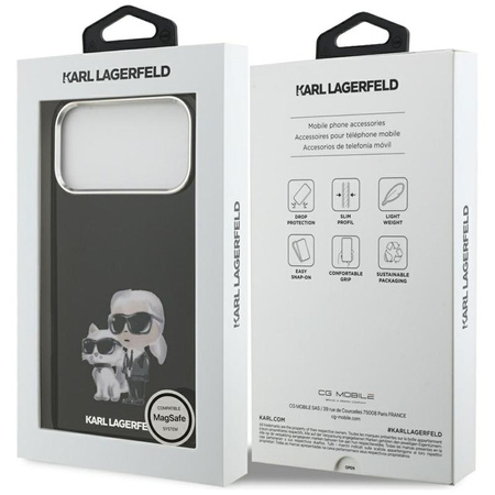 Karl Lagerfeld IML Aquarelle Karl & Choupette & Logo MagSafe - Etui iPhone 17 Pro Max (czarny)