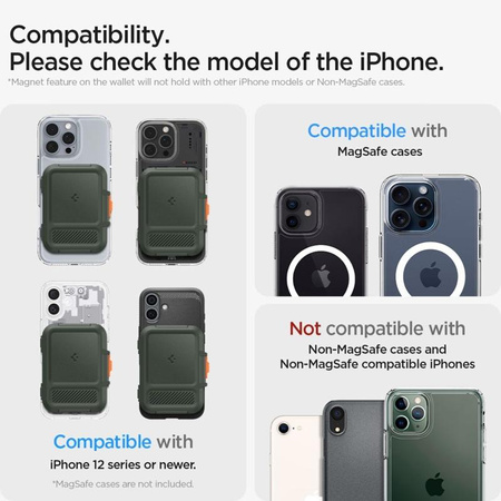 Spigen Lock Fit MagSafe - Portfel magnetyczny (Military Green)