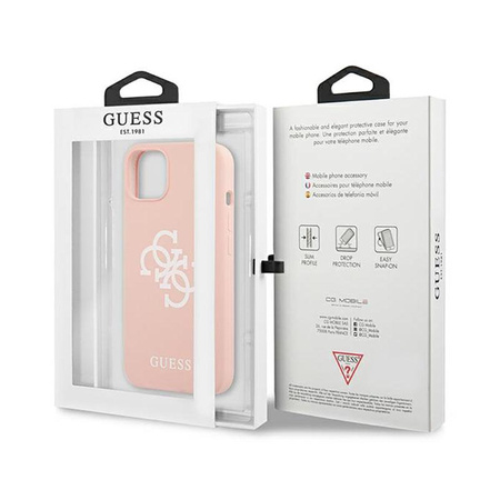 Guess Silicone 4G Big Logo - Etui iPhone 13 mini (różowy)