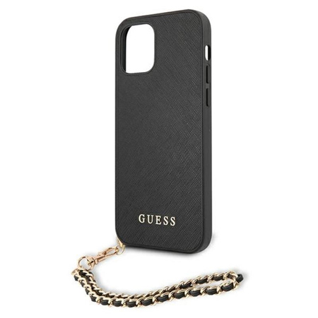Guess Saffiano Chain - Etui iPhone 12 / iPhone 12 Pro (czarny)