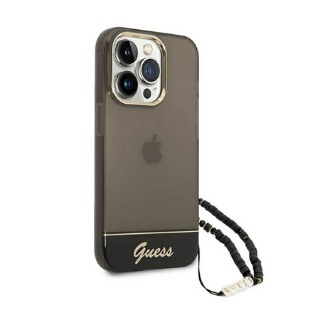 Guess Translucent Pearl Strap - Etui iPhone 14 Pro Max (czarny)
