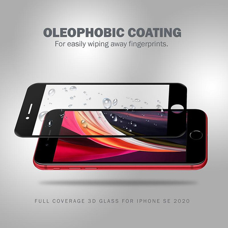 Crong 3D Armour Glass – Szkło hartowane 9H na cały ekran iPhone SE (2022/2020) / 8 / 7 + ramka instalacyjna