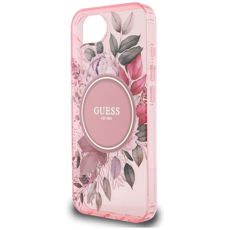 Guess IML Flowers MagSafe - Etui do iPhone 16e (różowy)