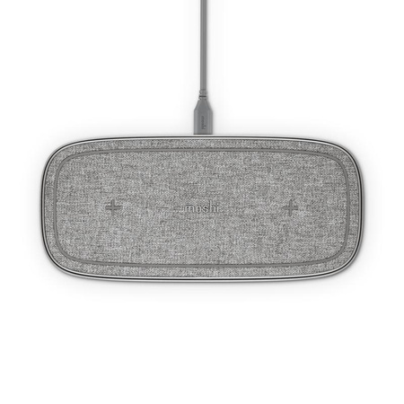 Moshi Sette Q - Podwójna bezprzewodowa ładowarka indukcyjna Qi do iPhone i Android (Nordic Grey)