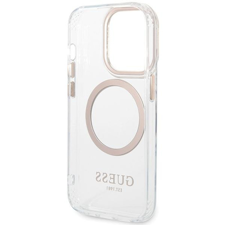 Guess Metal Outline Magsafe - Etui iPhone 15 (przezroczysty / złoty)