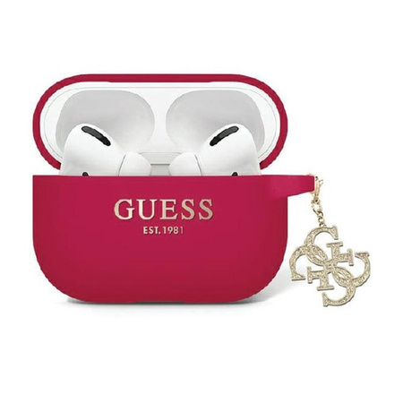 Guess Liquid Silicone Glitter Triangle Charm - Etui AirPods Pro 2 (purpurowy)