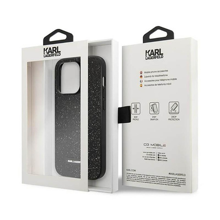 Karl Lagerfeld Glitter Plaque Logo - Etui iPhone 14 Pro Max (czarny)