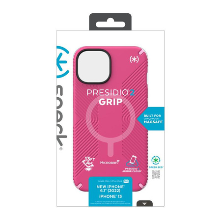 Speck Presidio2 Grip MagSafe - Antypoślizgowe etui iPhone 14 / iPhone 13 (Digitalpink / Blossompink / White)