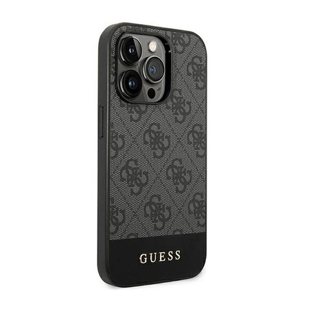 Guess 4G Bottom Stripe Metal Logo Collection - Etui iPhone 14 Pro (szary)