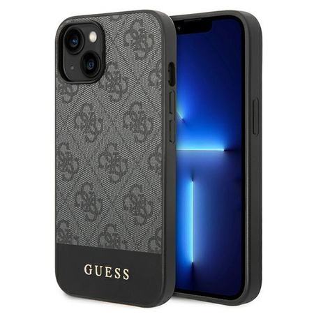 Guess 4G Bottom Stripe Metal Logo Collection - Etui iPhone 14 (szary)