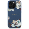 Guess Grained Printed Flower Pattern MagSafe - Etui do iPhone 16 Pro (niebieski)