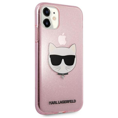 Karl Lagerfeld Choupette Head Glitter - Etui iPhone 11 (różowy)