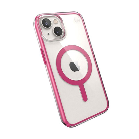 Speck Presidio Perfect-Clear with Impact Geometry + MagSafe - Etui iPhone 14 / iPhone 13 z powłoką MICROBAN (Clear / Digital Pink)