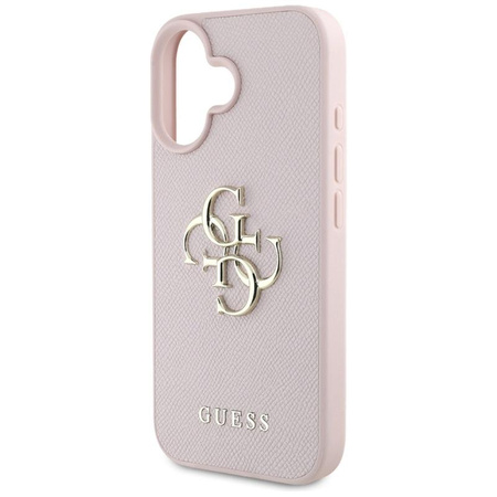 Guess Grained Big 4G Logo Small Classic Logo - Etui do iPhone 16 (różowy)