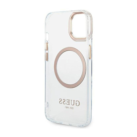 Guess Metal Outline Magsafe - Etui iPhone 14 (przezroczysty / złoty)