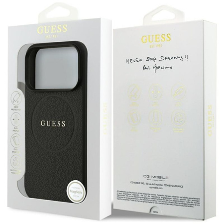 Guess Grained Ring MagSafe - Etui iPhone 17 Pro (czarny)