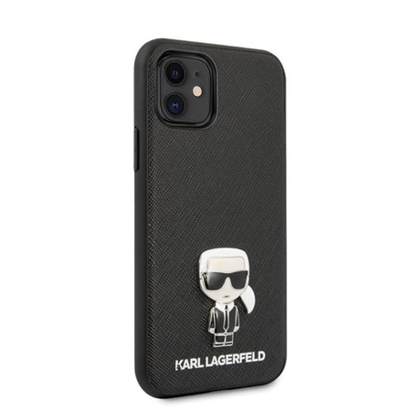 Karl Lagerfeld Saffiano with Pin Ikonik - Etui iPhone 12 mini (czarny)