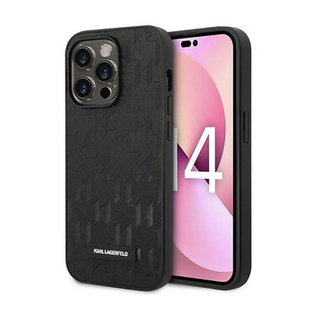 Karl Lagerfeld Saffiano Mono Metal Logo - Etui iPhone 14 Pro (czarny)