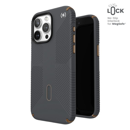 Speck Presidio2 Grip ClickLock & MagSafe - Etui iPhone 15 Pro Max (Charcoal Grey/Cool Bronze)
