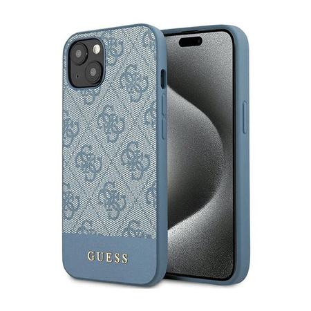 Guess 4G Bottom Stripe Metal Logo Collection - Etui iPhone 15 (niebieski)