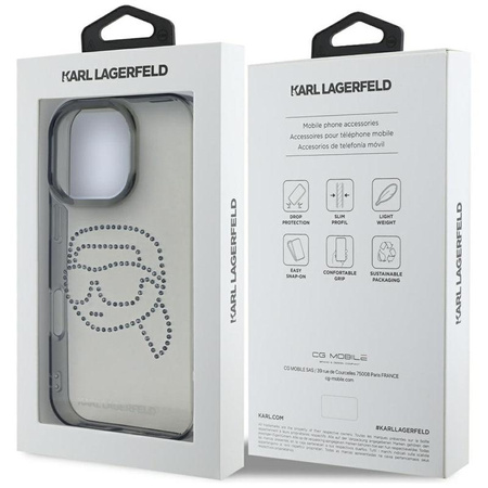 Karl Lagerfeld IML Rhinestones Karl Head - Etui do iPhone 16 Pro (czarny)