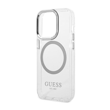 Guess Metal Outline MagSafe - Etui iPhone 14 Pro (przezroczysty)