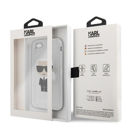 Karl Lagerfeld Iconic Karl - Etui iPhone SE 2020 / 8 / 7 (Silver Glitter)