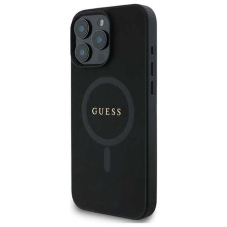 Guess Saffiano Classic Logo MagSafe - Etui iPhone 16 Pro Max (czarny)