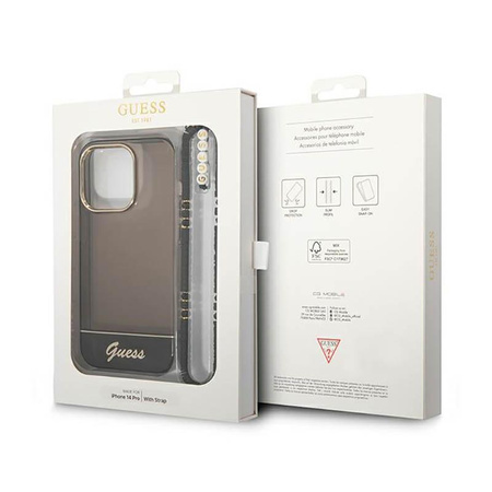 Guess Translucent Pearl Strap - Etui iPhone 14 Pro (czarny)