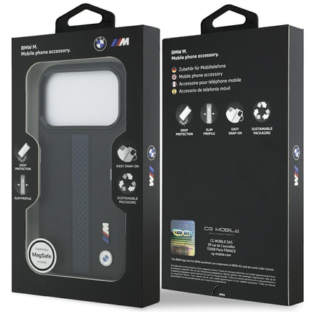 BMW M Perforated Stripe Logo MagSafe - Etui iPhone 17 Pro (niebieski)