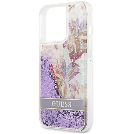Guess Liquid Glitter Flower – Etui iPhone 13 Pro Max (fioletowy)