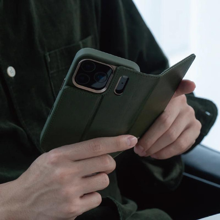 Moshi Overture MagSafe - Skórzane etui 3w1 z klapką iPhone 17 Pro (Moss Green)