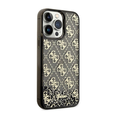 Guess Liquid Glitter Transculent 4G - Etui iPhone 14 Pro Max (Czarny)