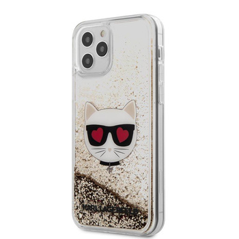 Karl Lagerfeld Liquid Glitter Choupette - Etui iPhone 12 / iPhone 12 Pro (złoty)