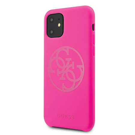 Guess Slilicon 4G Tone on Tone Logo - Etui iPhone 11 (Fuchsia)