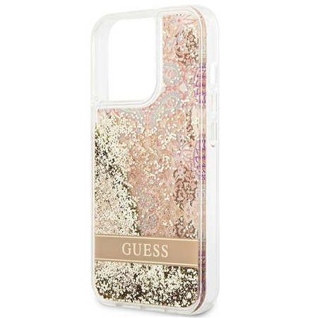 Guess Liquid Glitter Paisley - Etui iPhone 13 Pro (złoty)