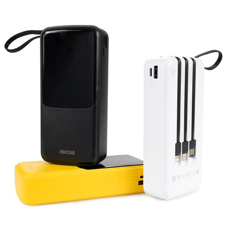 WEKOME WP-10 Pop Digital Series - Power bank 20000 mAh z wbudowanym kablem USB-C / Lightning / Micro USB / USB-A (Biały)