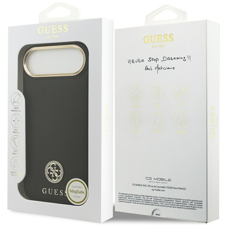 Guess Grained Strass Logo MagSafe - Etui iPhone Air (czarny)