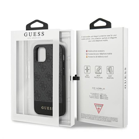 Guess 4G Bottom Stripe Collection - Etui iPhone 12 mini (szary)