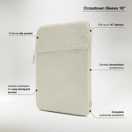 Incase Crosstown Sleeve with Woolenex - Pokrowiec z kieszenią MacBook Pro 16" (M4/M3/M2/M1/2024-2021) (Limestone)