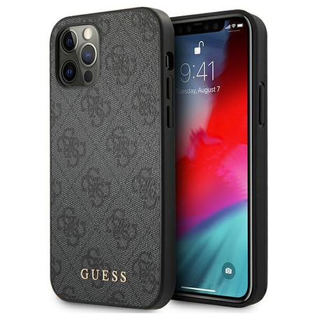 Guess 4G Metal Gold Logo – Etui iPhone 12 / iPhone 12 Pro (szary)