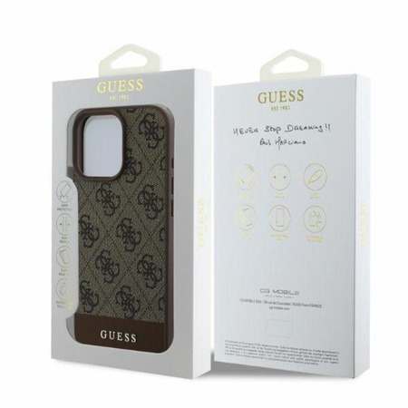 Guess 4G Bottom Stripe - Etui iPhone 16 Pro Max (brązowy)